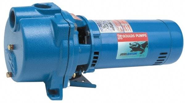 Goulds Pumps - 115/230 Volt, 16.2/8.1 Amp, 1 Phase, 1 HP, Self Priming Centrifugal Pump - 48J Frame, 1-1/2 Inch Inlet, 60 Max GPM, ODP Motor, Cast Iron Housing, Noryl Impeller, 118 Ft. Shut Off, Carbon Ceramic Mechanical Seal - All Tool & Supply