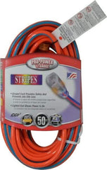 Southwire - 50', 12/3 Gauge/Conductors, Orange/Blue Outdoor Extension Cord - 1 Receptacle, 15 Amps, 125 VAC, UL SJTW, NEMA 5-15P, 5-15R - All Tool & Supply