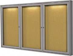 Ghent - 36" Wide x 24" High Enclosed Cork Bulletin Board - Natural Cork, Aluminum Frame - All Tool & Supply