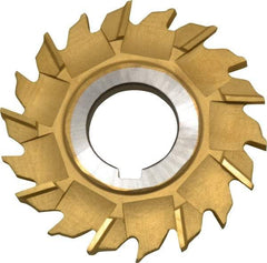 Made in USA - 3" Diam x 1/4" Width of Cut, 18 Teeth, High Speed Steel Side Milling Cutter - Staggered Teeth, TiN Coated - All Tool & Supply