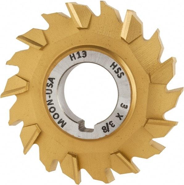 Made in USA - 3" Diam x 3/8" Width of Cut, 18 Teeth, High Speed Steel Side Milling Cutter - Staggered Teeth, TiN Coated - All Tool & Supply