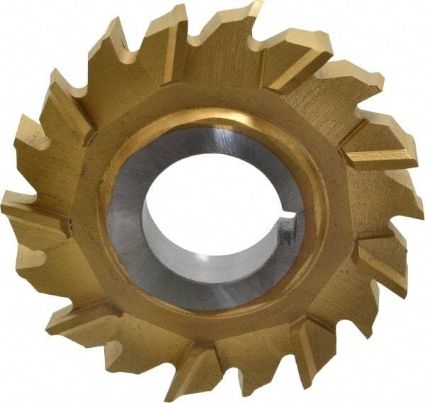 Made in USA - 3" Diam x 1/2" Width of Cut, 18 Teeth, High Speed Steel Side Milling Cutter - Staggered Teeth, TiN Coated - All Tool & Supply