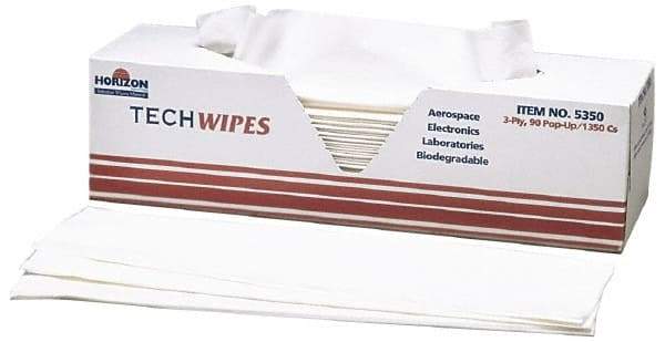 Ability One - Flat Fold Clean Room/Lab/Critical Task Wipes - 16-1/2" x 15" Sheet Size, White - All Tool & Supply