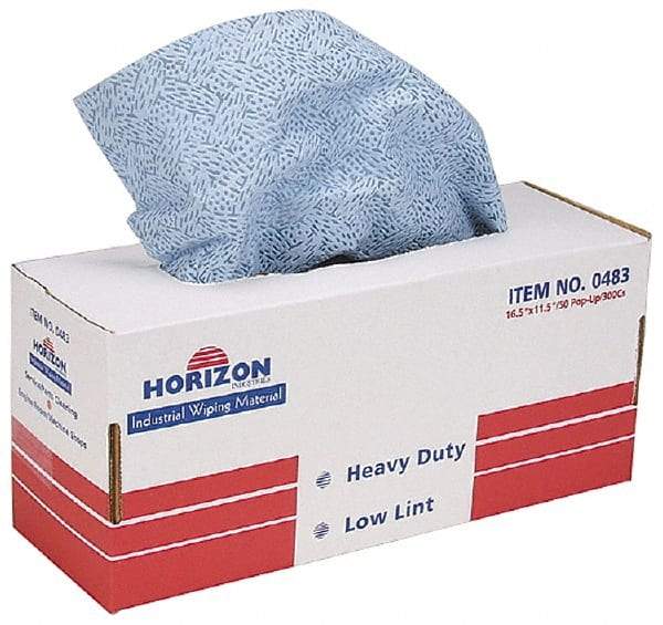 Ability One - Flat Fold Shop Towel/Industrial Wipes - 16-1/2" x 11-1/2" Sheet Size, Blue - All Tool & Supply