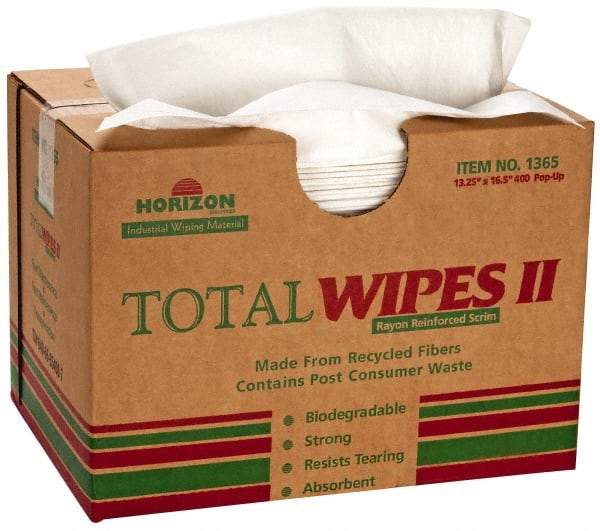 Ability One - Flat Fold Shop Towel/Industrial Wipes - 16-1/2" x 13" Sheet Size, White - All Tool & Supply