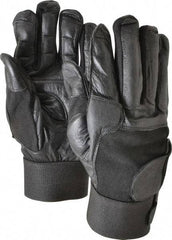 Ability One - Size 2XL (11) Leather/Spandex/Gel Padded Anti-Vibration/Impact Protection Work Gloves - For Mechanic's & Lifting, Uncoated, Hook & Loop Cuff, Full Fingered, Black, Paired - All Tool & Supply