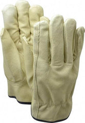 MCR Safety - Size XL (10) Grain Pigskin General Protection Work Gloves - For Work & Driver, Uncoated, Slip-On Cuff, Full Fingered, Yellow/Blue, Paired - All Tool & Supply