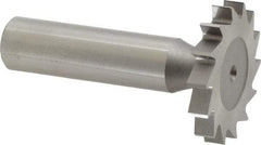 Made in USA - 1-1/4" Diam x 3/16" Face Width, High Speed Steel, 14 Teeth, Shank Connection Woodruff Keyseat Cutter - Uncoated, 2-3/16" OAL x 1/2" Shank, Straight Teeth, ANSI 610, Old Standard 19 - All Tool & Supply