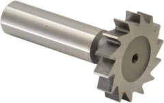 Made in USA - 1-1/4" Diam x 1/4" Face Width, High Speed Steel, 14 Teeth, Shank Connection Woodruff Keyseat Cutter - Uncoated, 2-1/4" OAL x 1/2" Shank, Straight Teeth, ANSI 810, Old Standard 21 - All Tool & Supply