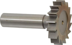 Made in USA - 1-1/2" Diam x 5/16" Face Width, High Speed Steel, 16 Teeth, Shank Connection Woodruff Keyseat Cutter - Uncoated, 2-5/16" OAL x 1/2" Shank, Straight Teeth, ANSI 1012, Old Standard 25 - All Tool & Supply