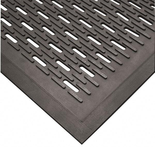 Wearwell - 5 Ft. Long x 3 Ft. Wide, Natural Rubber Surface, Raised Bars and Scrapers (Reversible) Entrance Matting - 5/16 Inch Thick, Outdoor, SBR Rubber, Black, Series 224 - All Tool & Supply