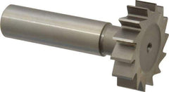 Made in USA - 1-1/4" Diam x 5/16" Face Width, High Speed Steel, 14 Teeth, Shank Connection Woodruff Keyseat Cutter - Uncoated, 2-5/16" OAL x 1/2" Shank, Straight Teeth, ANSI 1010, Old Standard D - All Tool & Supply