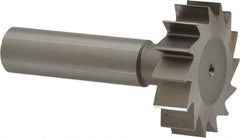 Made in USA - 1-3/8" Diam x 3/8" Face Width, High Speed Steel, 14 Teeth, Shank Connection Woodruff Keyseat Cutter - Uncoated, 2-3/8" OAL x 1/2" Shank, Straight Teeth, ANSI 1211, Old Standard F - All Tool & Supply