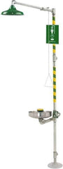 Haws - 1-1/4" Inlet, 20 GPM shower Flow, Drench shower, Eye & Face Wash Station - Bowl, Triangular Pull Rod & Push Flag Activated, Galvanized Steel Pipe, Plastic Shower Head, 3.7 GPM Bowl Flow, Inline Strainer, Barrier Free, Top or Mid Supply - All Tool & Supply