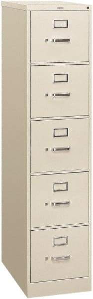 Hon - 15" Wide x 60" High x 26-1/2" Deep, 5 Drawer Vertical File - Steel, Light Gray - All Tool & Supply