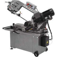 Jet - 8 x 14" Max Capacity, Manual Geared Head Horizontal Bandsaw - 135, 197 & 256 SFPM Blade Speed, 110/220 Volts, 45°, 1 hp, 1 Phase - All Tool & Supply