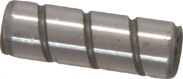 Jergens - 1/4" Diam x 3/4" Pin Length Alloy Steel Grooved Dowel Pin - C 47-58 & C 60-64 (Surface) Hardness, 1 Beveled & 1 Threaded End - All Tool & Supply