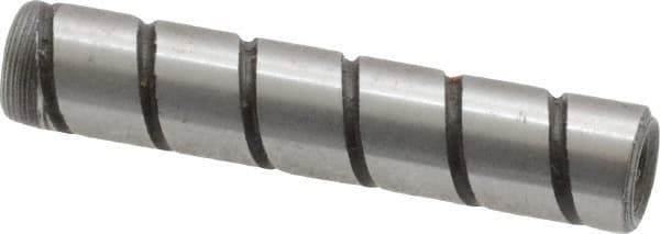 Jergens - 1/4" Diam x 1-1/4" Pin Length Alloy Steel Grooved Dowel Pin - C 47-58 & C 60-64 (Surface) Hardness, 1 Beveled & 1 Threaded End - All Tool & Supply