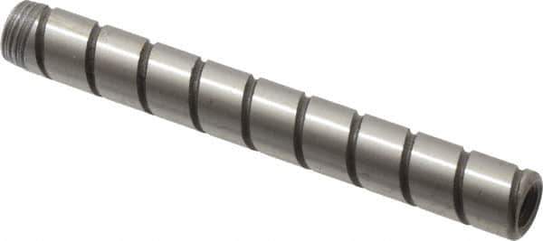 Jergens - 1/4" Diam x 2" Pin Length Alloy Steel Grooved Dowel Pin - C 47-58 & C 60-64 (Surface) Hardness, 1 Beveled & 1 Threaded End - All Tool & Supply