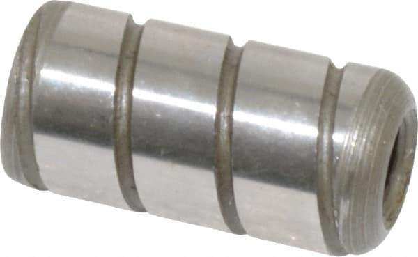 Jergens - 3/8" Diam x 3/4" Pin Length Alloy Steel Grooved Dowel Pin - C 47-58 & C 60-64 (Surface) Hardness, 1 Beveled & 1 Threaded End - All Tool & Supply