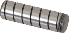 Jergens - 7/16" Diam x 1-1/2" Pin Length Alloy Steel Grooved Dowel Pin - C 47-58 & C 60-64 (Surface) Hardness, 1 Beveled & 1 Threaded End - All Tool & Supply