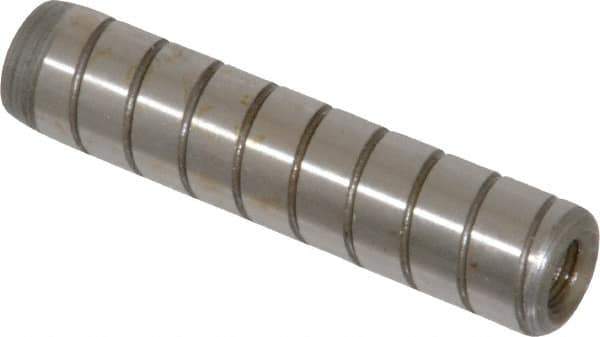 Jergens - 7/16" Diam x 2" Pin Length Alloy Steel Grooved Dowel Pin - C 47-58 & C 60-64 (Surface) Hardness, 1 Beveled & 1 Threaded End - All Tool & Supply