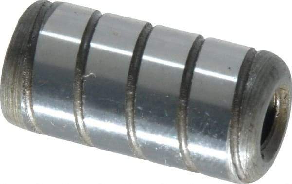 Jergens - 1/2" Diam x 1" Pin Length Alloy Steel Grooved Dowel Pin - C 47-58 & C 60-64 (Surface) Hardness, 1 Beveled & 1 Threaded End - All Tool & Supply