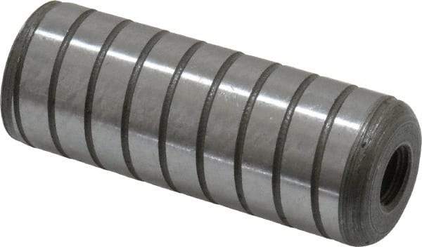 Jergens - 3/4" Diam x 2" Pin Length Alloy Steel Grooved Dowel Pin - C 47-58 & C 60-64 (Surface) Hardness, 1 Beveled & 1 Threaded End - All Tool & Supply