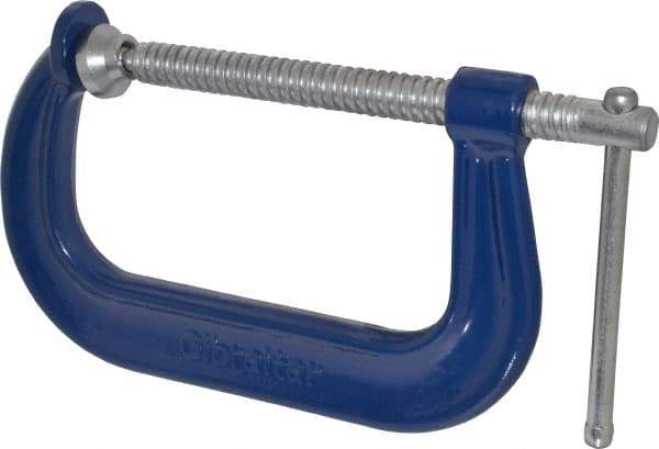 Gibraltar - Regular-Duty 6" Max Opening, 4-1/8" Throat Depth, Forged Steel Standard C-Clamp - 6,600 Lb Capacity, 0" Min Opening, Deep Throat - All Tool & Supply