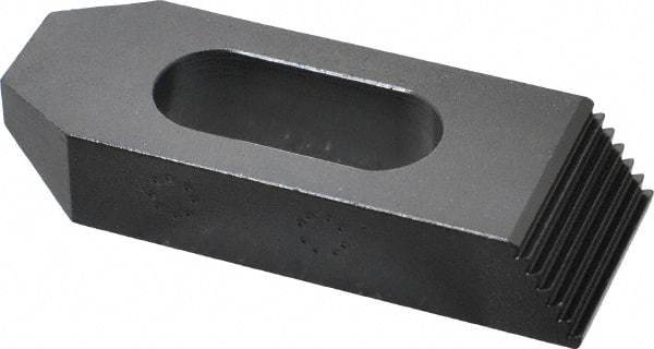 Gibraltar - 3/4" Stud, Steel, Serrated Strap Clamp - 1-1/16" Travel, 4" OAL x 1-1/2" Wide x 3/4" High, Black Oxide Finish, Tapered Nose - All Tool & Supply