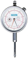 Fowler - 1" Range, 0-100, 0-200-0 Dial Reading, 0.001" Graduation Dial Drop Indicator - 2-1/4" Dial, 0.1" Range per Revolution, Revolution Counter - All Tool & Supply