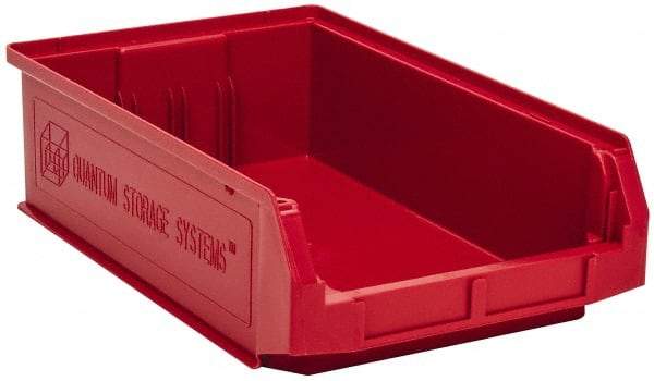 Quantum Storage - 80 Lb. Load Capacity, 19-3/4" Deep, Red Polyethylene Hopper Stacking Bin - 5-7/8" High x 12-3/8" Wide x 19-3/4" Long - All Tool & Supply