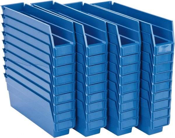 Quantum Storage - 50 Lb. Load Capacity, 11-5/8" Deep, Blue Polypropylene Hopper Shelf Bin - 4" High x 2-3/4" Wide x 11-5/8" Long - All Tool & Supply