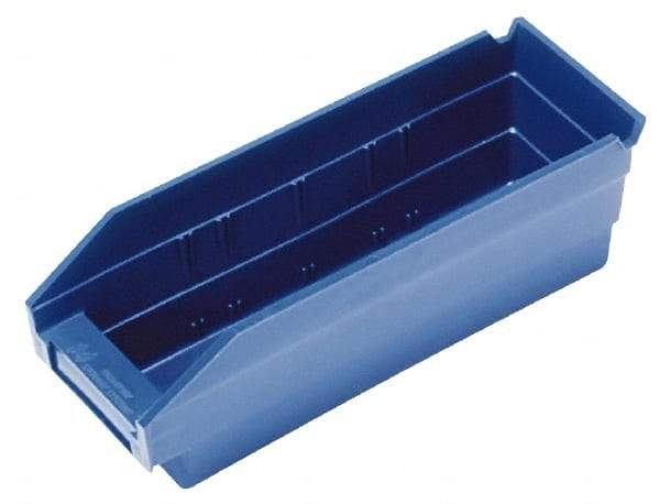 Quantum Storage - 50 Lb. Load Capacity, 17-7/8" Deep, Blue Polypropylene Hopper Shelf Bin - 4" High x 4-1/8" Wide x 17-7/8" Long - All Tool & Supply