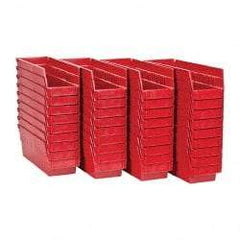 Quantum Storage - 50 Lb. Load Capacity, 11-5/8" Deep, Red Polypropylene Hopper Shelf Bin - 4" High x 4-1/8" Wide x 11-5/8" Long - All Tool & Supply