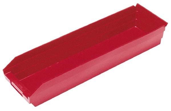 Quantum Storage - 50 Lb. Load Capacity, 17-7/8" Deep, Red Polypropylene Hopper Shelf Bin - 4" High x 6-5/8" Wide x 17-7/8" Long - All Tool & Supply