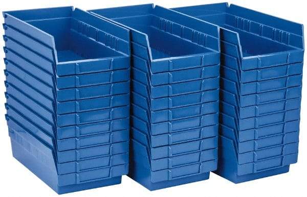 Quantum Storage - 50 Lb. Load Capacity, 11-5/8" Deep, Blue Polypropylene Hopper Shelf Bin - 4" High x 6-5/8" Wide x 11-5/8" Long - All Tool & Supply