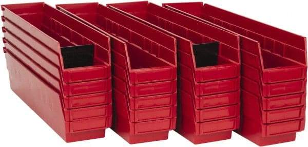 Quantum Storage - 50 Lb. Load Capacity, 17-7/8" Deep, Red Polypropylene Hopper Shelf Bin - 4" High x 4-1/8" Wide x 17-7/8" Long - All Tool & Supply