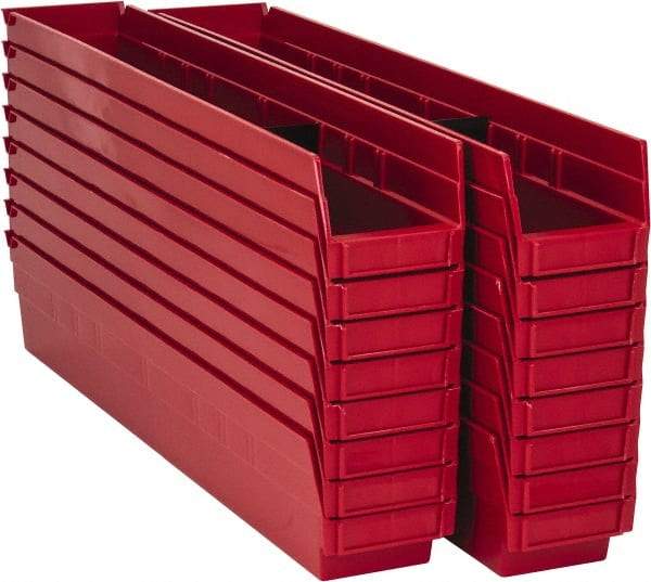 Quantum Storage - 50 Lb. Load Capacity, 23-5/8" Deep, Red Polypropylene Hopper Shelf Bin - 4" High x 4-1/8" Wide x 23-5/8" Long - All Tool & Supply