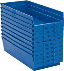 Quantum Storage - 50 Lb. Load Capacity, 17-7/8" Deep, Blue Polypropylene Hopper Shelf Bin - 4" High x 8-3/8" Wide x 17-7/8" Long - All Tool & Supply