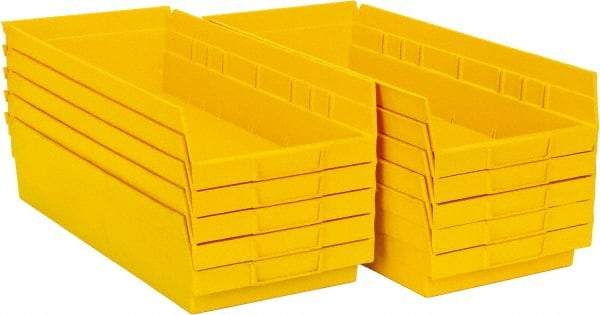 Quantum Storage - 50 Lb. Load Capacity, 17-7/8" Deep, Yellow Polypropylene Hopper Shelf Bin - 4" High x 8-3/8" Wide x 17-7/8" Long - All Tool & Supply