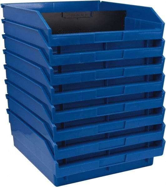 Quantum Storage - 50 Lb. Load Capacity, 11-5/8" Deep, Blue Polypropylene Hopper Shelf Bin - 4" High x 11-1/8" Wide x 11-5/8" Long - All Tool & Supply