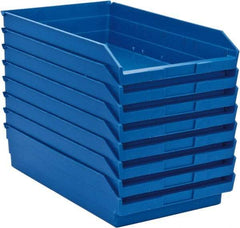 Quantum Storage - 50 Lb. Load Capacity, 17-7/8" Deep, Blue Polypropylene Hopper Shelf Bin - 4" High x 11-1/8" Wide x 17-7/8" Long - All Tool & Supply