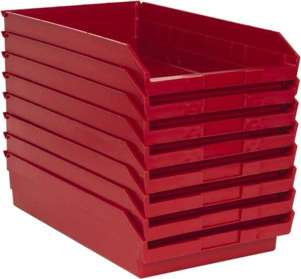 Quantum Storage - 50 Lb. Load Capacity, 17-7/8" Deep, Red Polypropylene Hopper Shelf Bin - 4" High x 11-1/8" Wide x 17-7/8" Long - All Tool & Supply