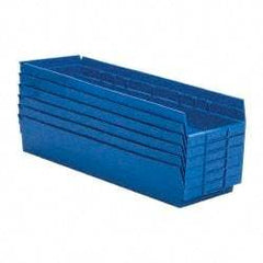 Quantum Storage - 50 Lb. Load Capacity, 23-5/8" Deep, Blue Polypropylene Hopper Shelf Bin - 4" High x 8-3/8" Wide x 23-5/8" Long - All Tool & Supply