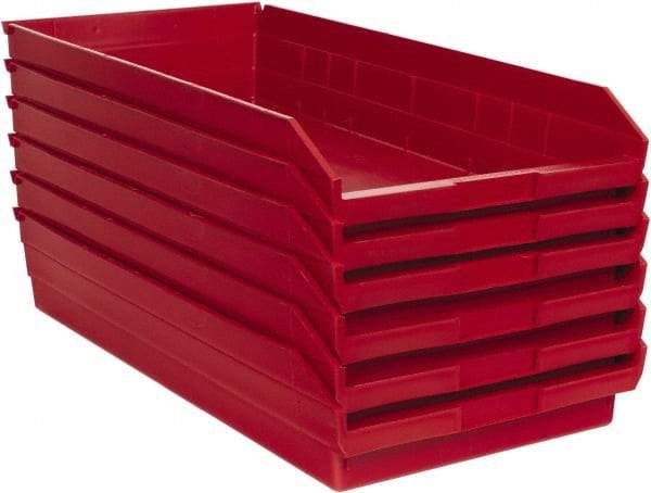 Quantum Storage - 50 Lb. Load Capacity, 23-5/8" Deep, Red Polypropylene Hopper Shelf Bin - 4" High x 11-1/8" Wide x 23-5/8" Long - All Tool & Supply