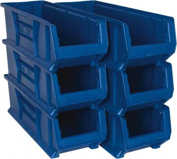 Quantum Storage - 100 Lb. Load Capacity, 23-7/8" Deep, Blue Polypropylene Hopper Stacking Bin - 7" High x 8-1/4" Wide x 23-7/8" Long - All Tool & Supply