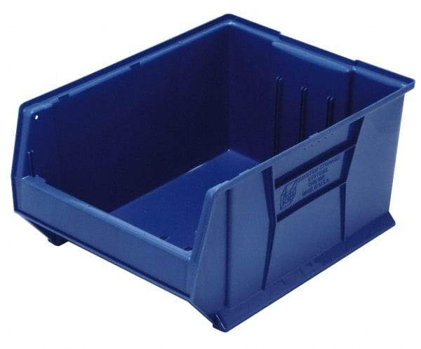 Quantum Storage - 100 Lb. Load Capacity, 23-7/8" Deep, Blue Polypropylene Hopper Stacking Bin - 11" High x 16-1/2" Wide x 23-7/8" Long - All Tool & Supply