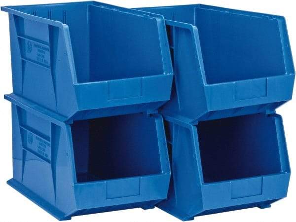 Quantum Storage - 75 Lb. Load Capacity, 18" Deep, Blue Polypropylene Hopper Stacking Bin - 10" High x 11" Wide x 18" Long - All Tool & Supply