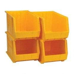 Quantum Storage - 75 Lb. Load Capacity, 18" Deep, Yellow Polypropylene Hopper Stacking Bin - 10" High x 11" Wide x 18" Long - All Tool & Supply